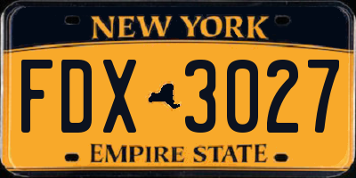 NY license plate FDX3027