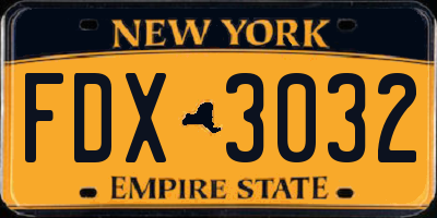 NY license plate FDX3032