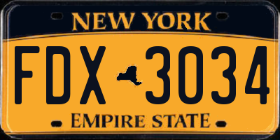 NY license plate FDX3034