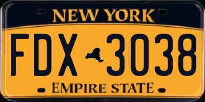 NY license plate FDX3038