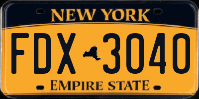 NY license plate FDX3040