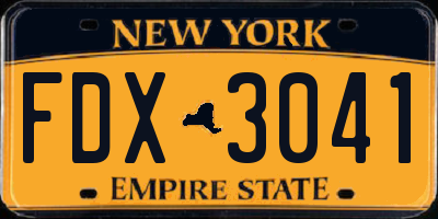 NY license plate FDX3041