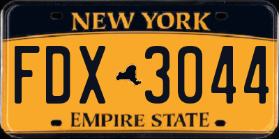 NY license plate FDX3044