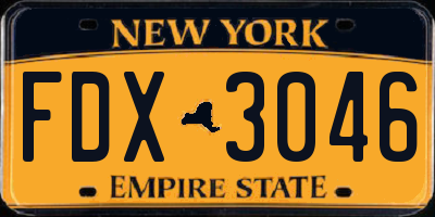 NY license plate FDX3046