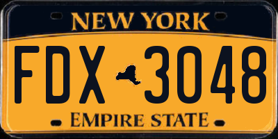 NY license plate FDX3048