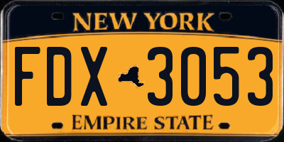 NY license plate FDX3053