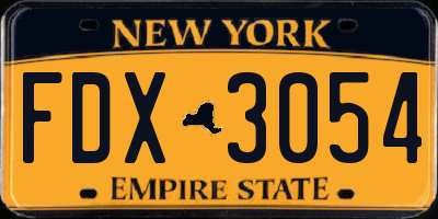 NY license plate FDX3054