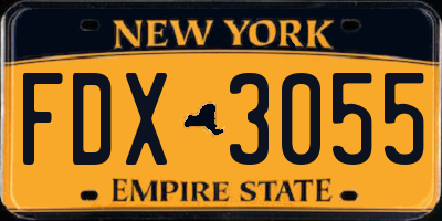 NY license plate FDX3055