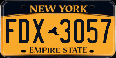 NY license plate FDX3057