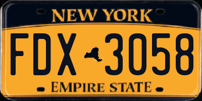 NY license plate FDX3058