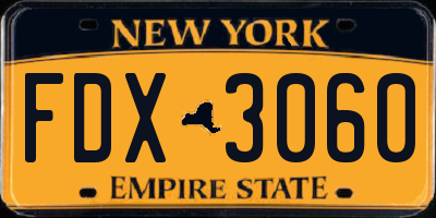 NY license plate FDX3060