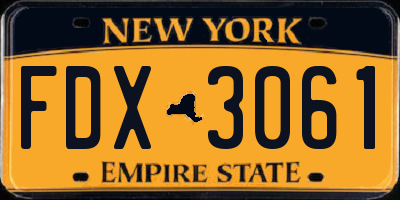 NY license plate FDX3061