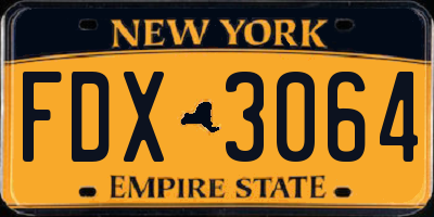 NY license plate FDX3064