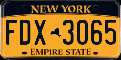 NY license plate FDX3065
