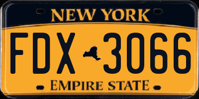 NY license plate FDX3066