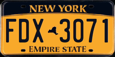 NY license plate FDX3071