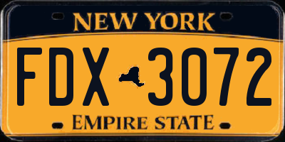 NY license plate FDX3072