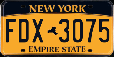 NY license plate FDX3075