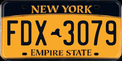 NY license plate FDX3079