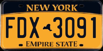 NY license plate FDX3091
