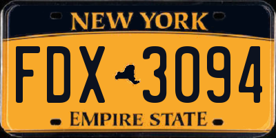 NY license plate FDX3094
