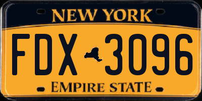 NY license plate FDX3096