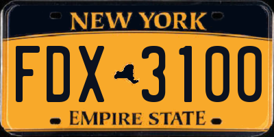 NY license plate FDX3100