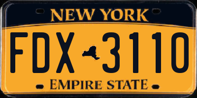 NY license plate FDX3110