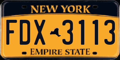 NY license plate FDX3113