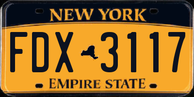 NY license plate FDX3117