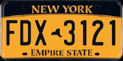 NY license plate FDX3121