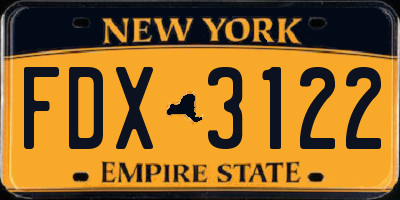 NY license plate FDX3122