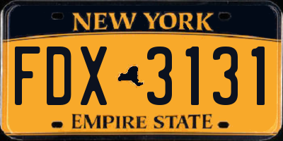 NY license plate FDX3131