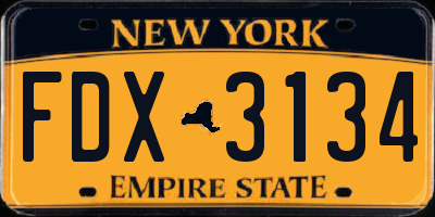 NY license plate FDX3134