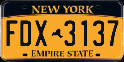 NY license plate FDX3137