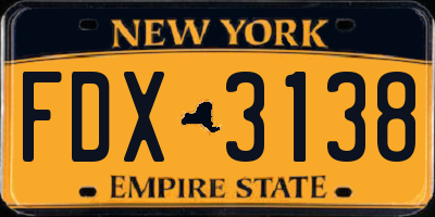 NY license plate FDX3138
