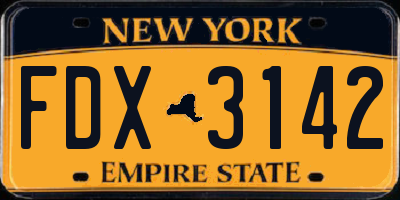 NY license plate FDX3142