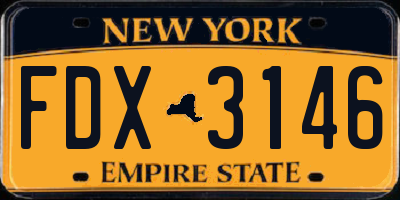 NY license plate FDX3146