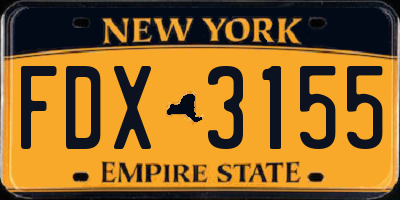 NY license plate FDX3155
