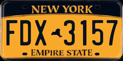 NY license plate FDX3157