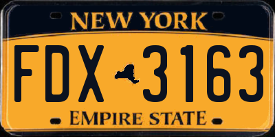 NY license plate FDX3163
