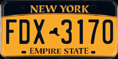 NY license plate FDX3170