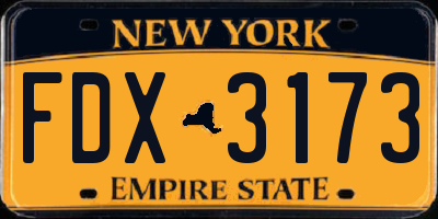 NY license plate FDX3173