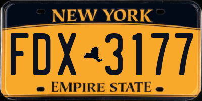 NY license plate FDX3177