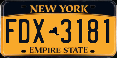 NY license plate FDX3181
