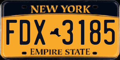 NY license plate FDX3185