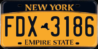 NY license plate FDX3186
