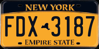 NY license plate FDX3187