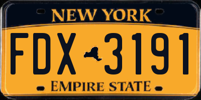NY license plate FDX3191