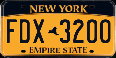 NY license plate FDX3200